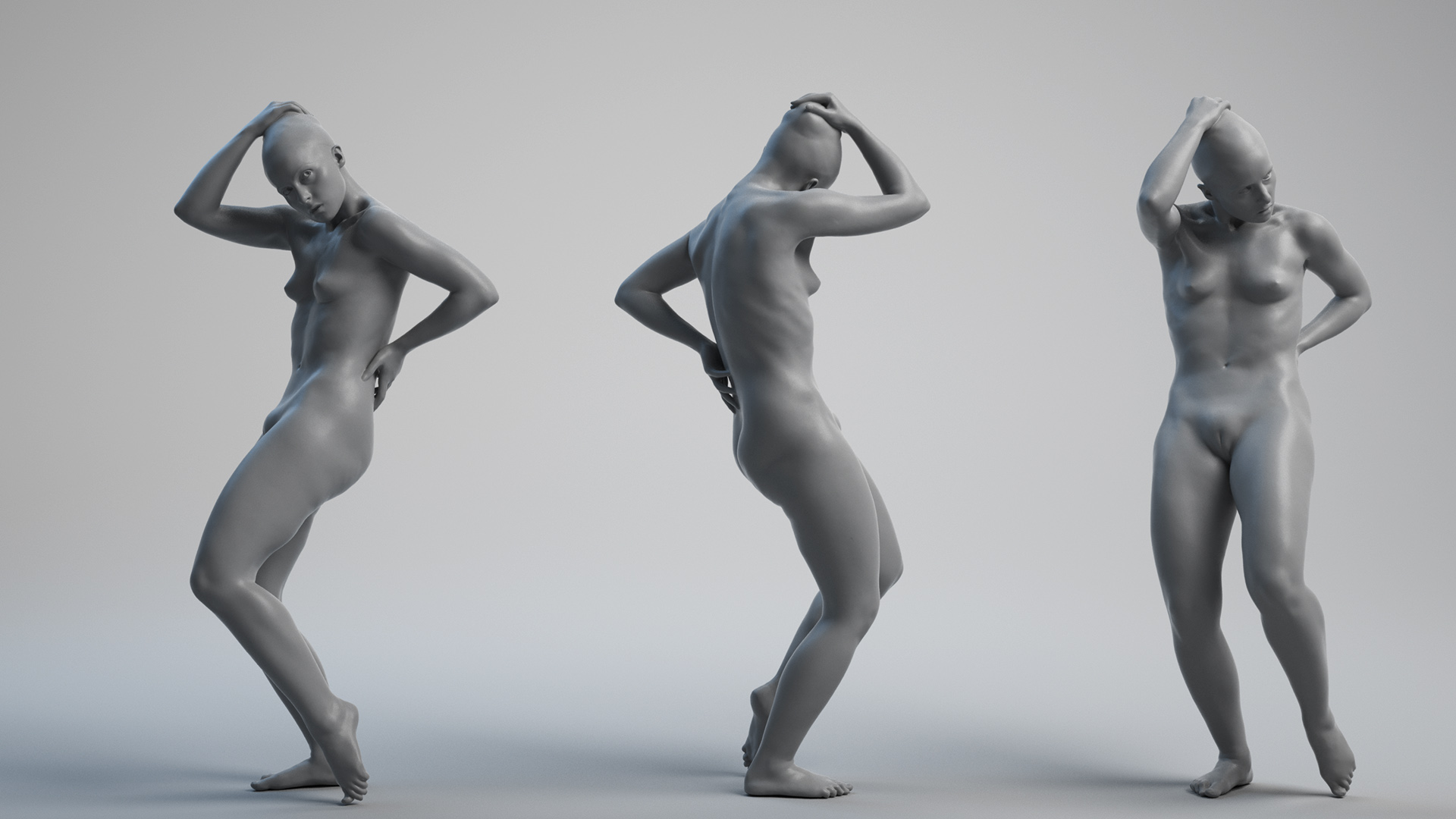 Woman hip push 3d model posing